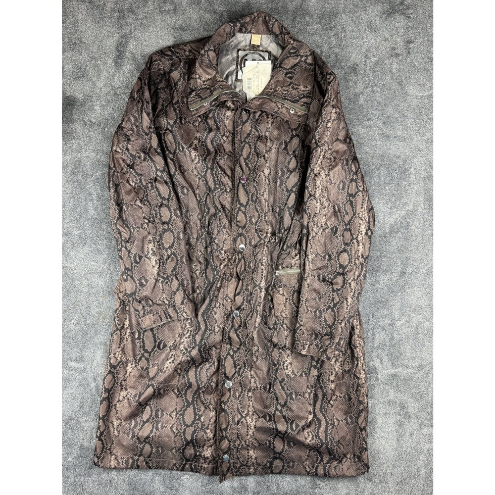 Michael Kors Snakeskin Print Trench Coat Jacket Brown Belted Womens S NWT - Picture 3 of 10